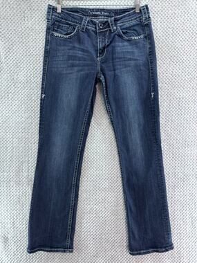 Cowgirl Tuff Co Jeans Womens 31 Blue Dark Wash LUV Straight Mid Rise Festival
